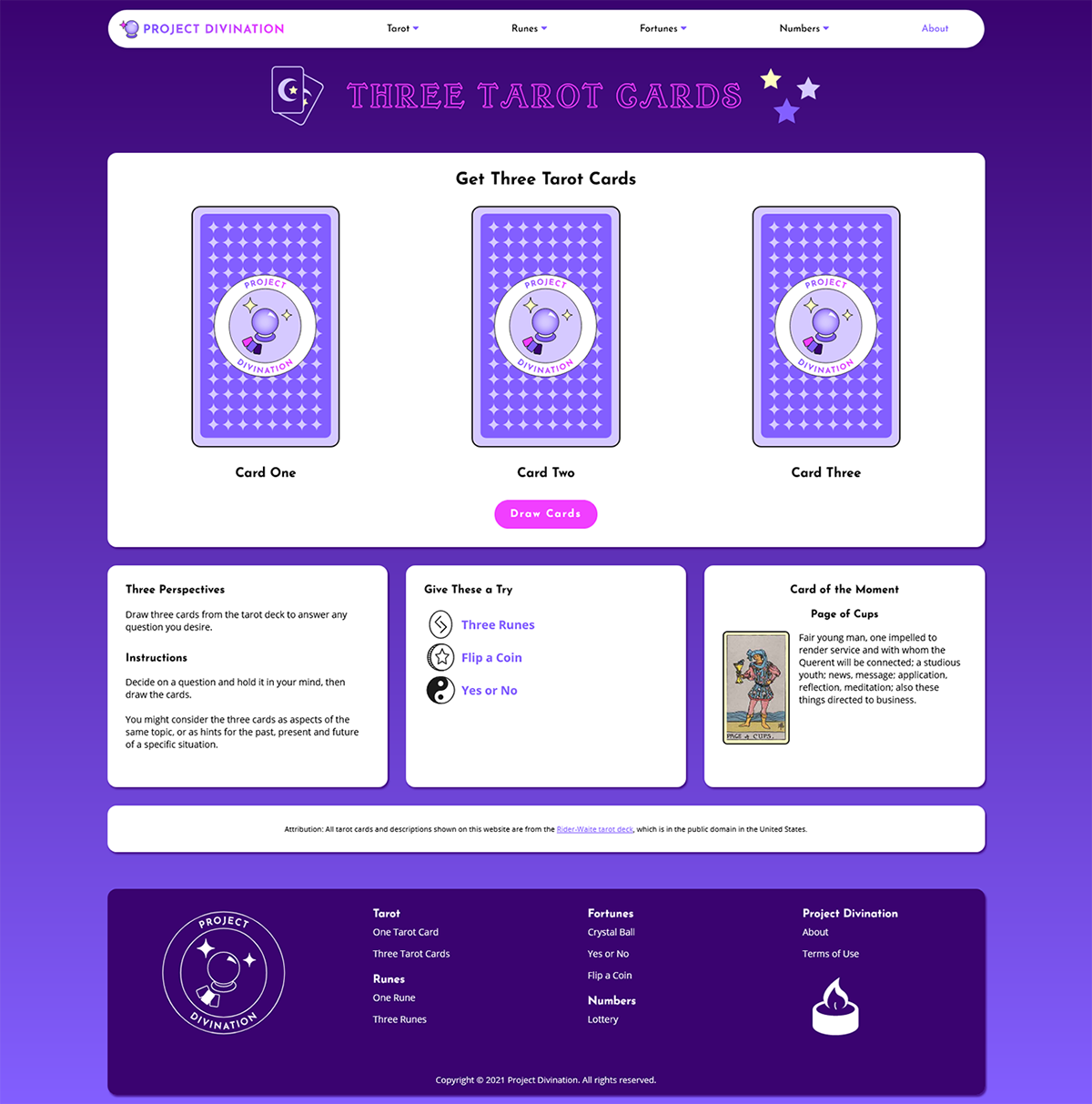 divination fortune telling Front End Web Development JavaScript psychic react tarot UI/UX Web Design web development