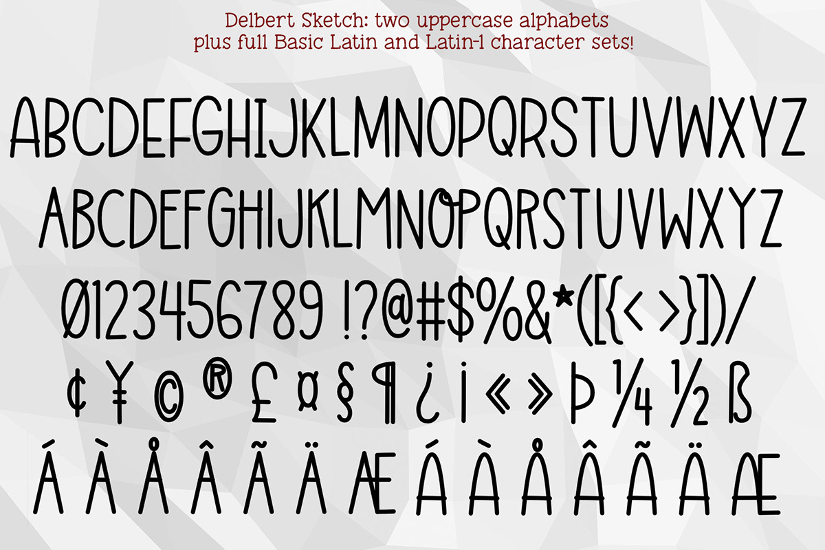 Delbert font sketch pens engraving single line foil quill Typeface missy meyer uppercase