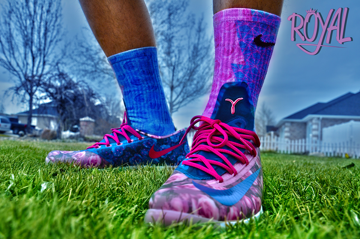 sublimation screen printing basketball Nike socks Kevin Durrant jordan Retro 6 royal wear royal nike elites custom socks
