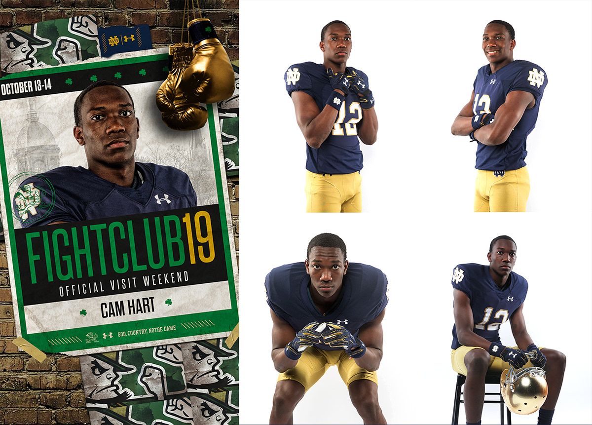 branding  football sports art direction Boxing graphic design  notre dame Signing Day sports Creative Direction  motion design