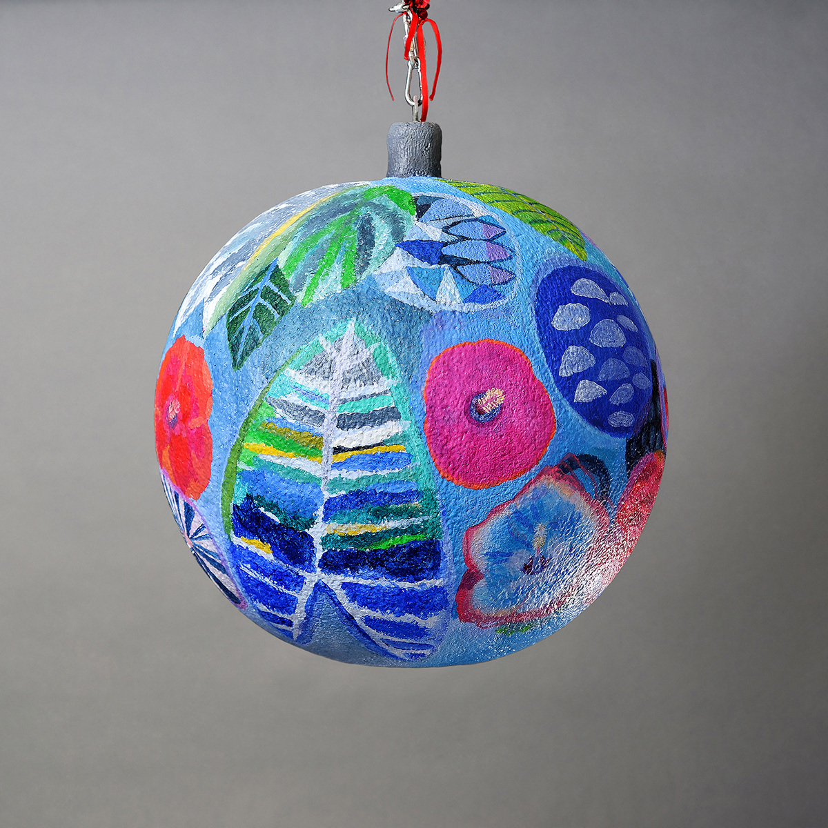 painting   Christmas Bauble oversized Christmas bauble acrylic Flowers foliage vivid color Colourful 