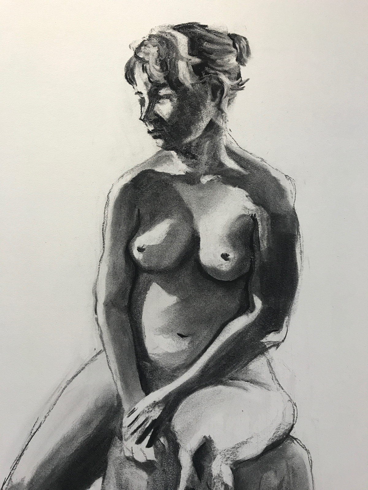 Drawing  charcoal fine art pastel pencil Figure Drawing