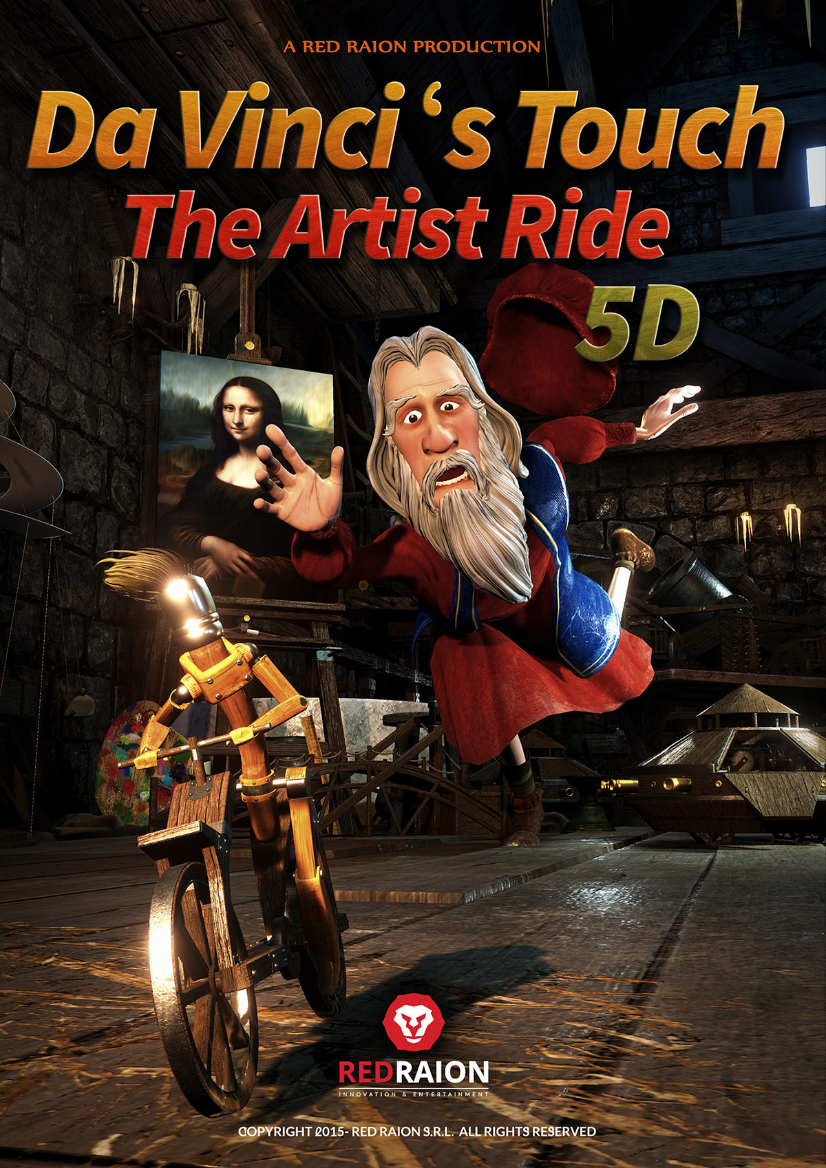 3D 4d 5D ride 5d Leonardo Da Vinci italian real time stereoscopic movie trailer gioconda art paint