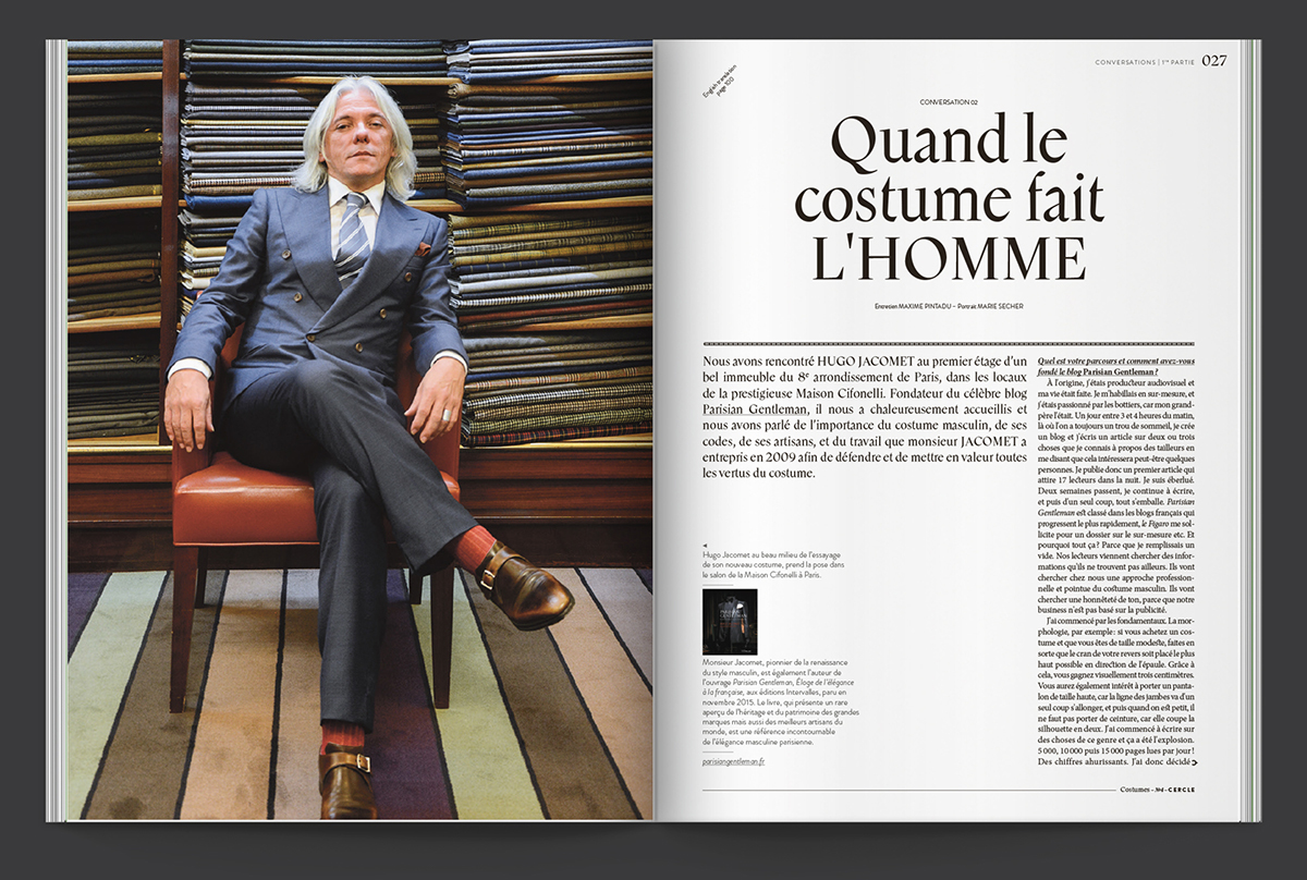 magazine cercle ANNUAL French portfolio conversations passion costumes outfit interview images gold paper print Français