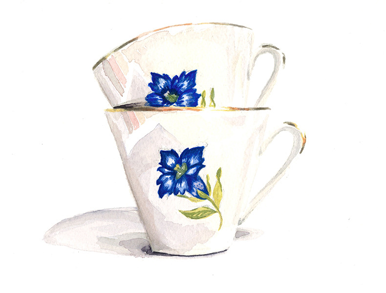 aquarell cups Tassen Twins watercolor zwillinge