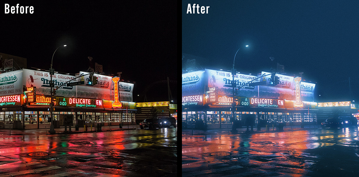 Film   cinematography night neon fog Street Photography  colors retouching  Editing 