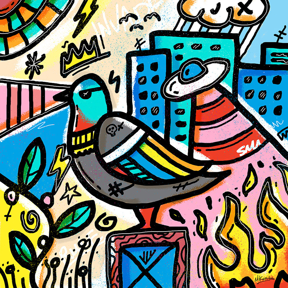bold colorful contemporary art doodle gif Graffiti loop mike karolos Pop Art nft