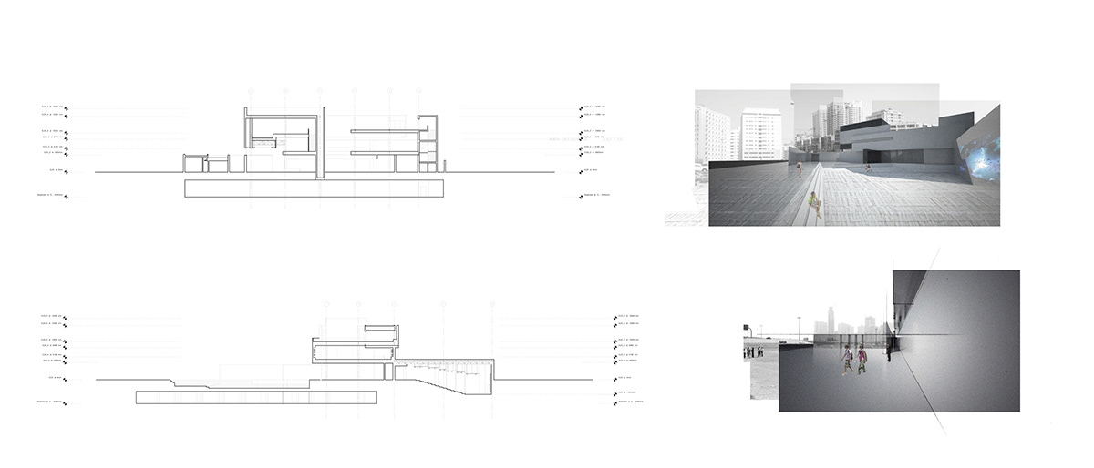 museum  Moving Image Architecture drawing  3D Modeling