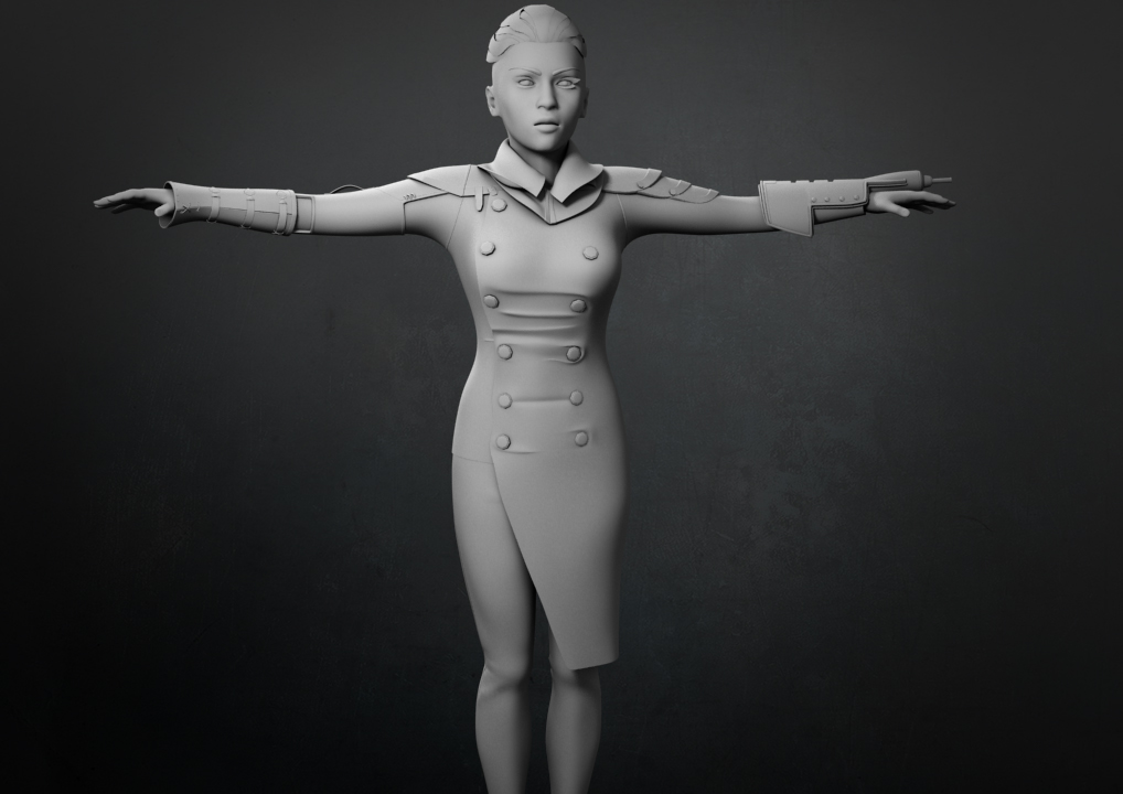 3d modeling texturing rigging girl concept rendering