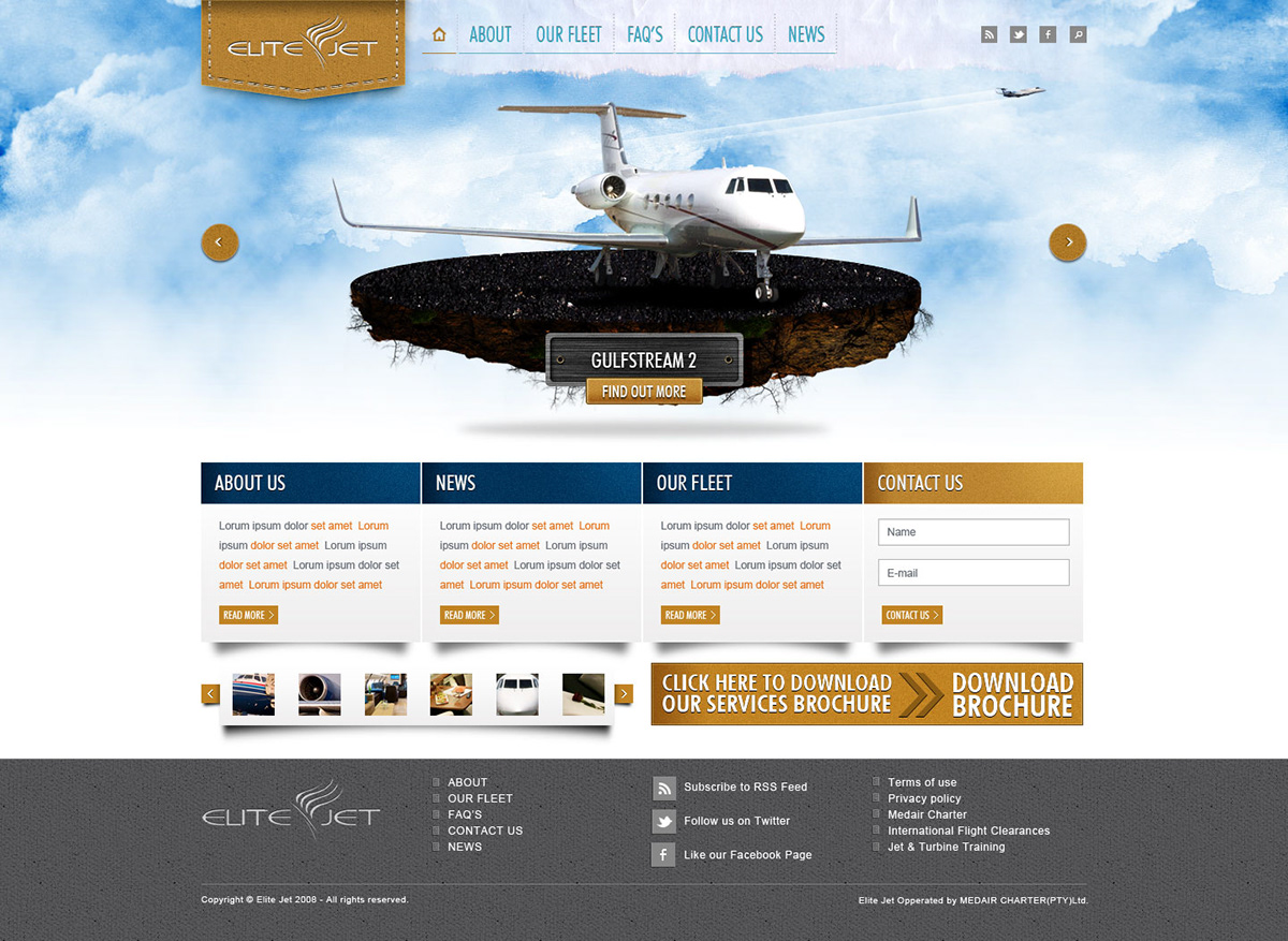 Web Website design background login air charter grey gold silver