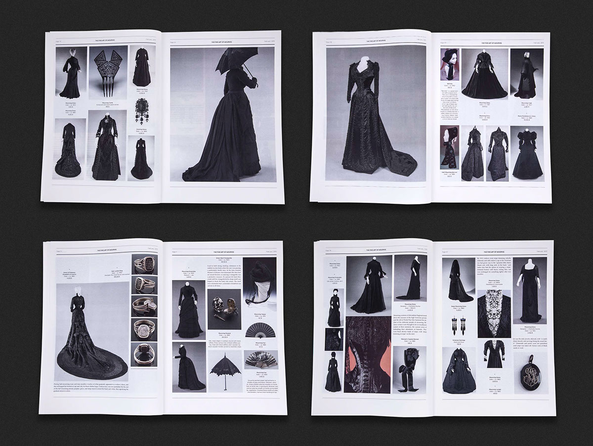editorial Catalogue trend design magazine clothes jewelry brand black White mourning woman print Victorian