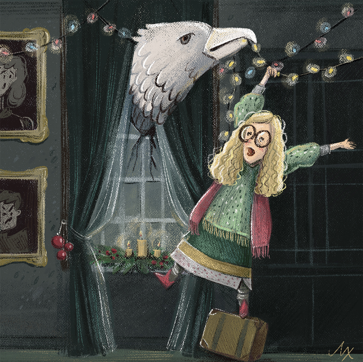 draw harrypotter Hogwarts ILLUSTRATION  letter Magic   newyear owl postcard santa