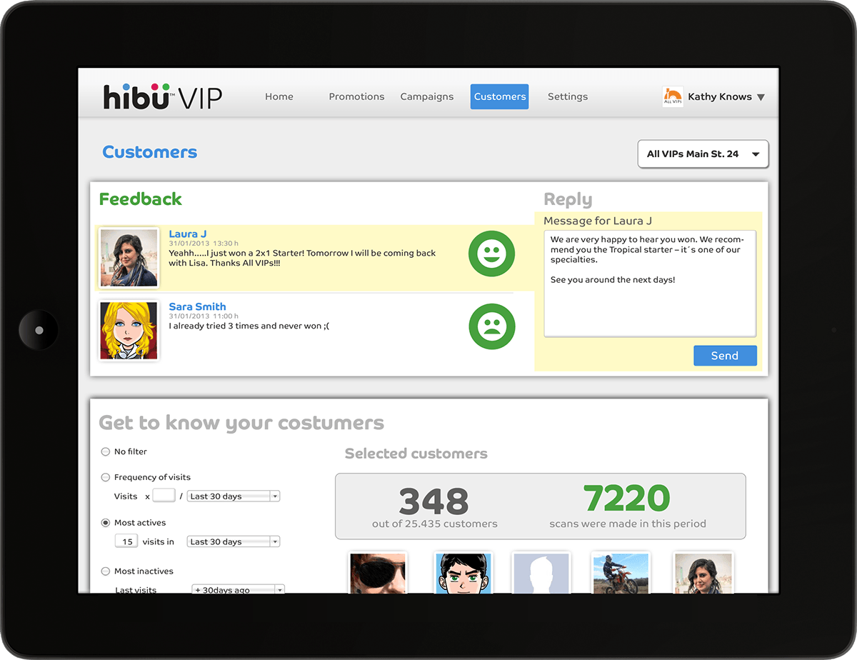 hibu VIP loyalty ui design user experience