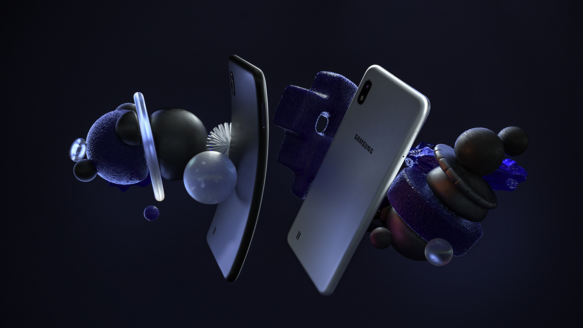 3D Computer motion design phone realistic Samsung set design  Space  concept