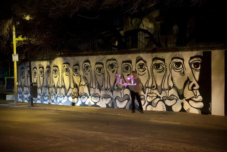 miguelvalinas art streetart Urbanart Mural blackandwhite faces multiplicity espectators Queretaro mexico