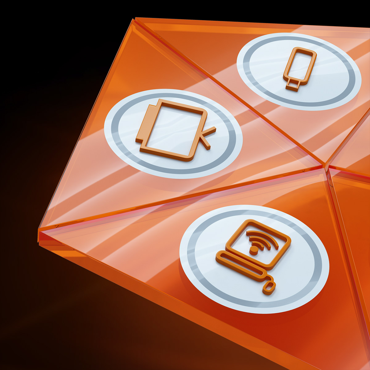 rosette finishizer CGI  3d orange warsaw icons mobile pieces