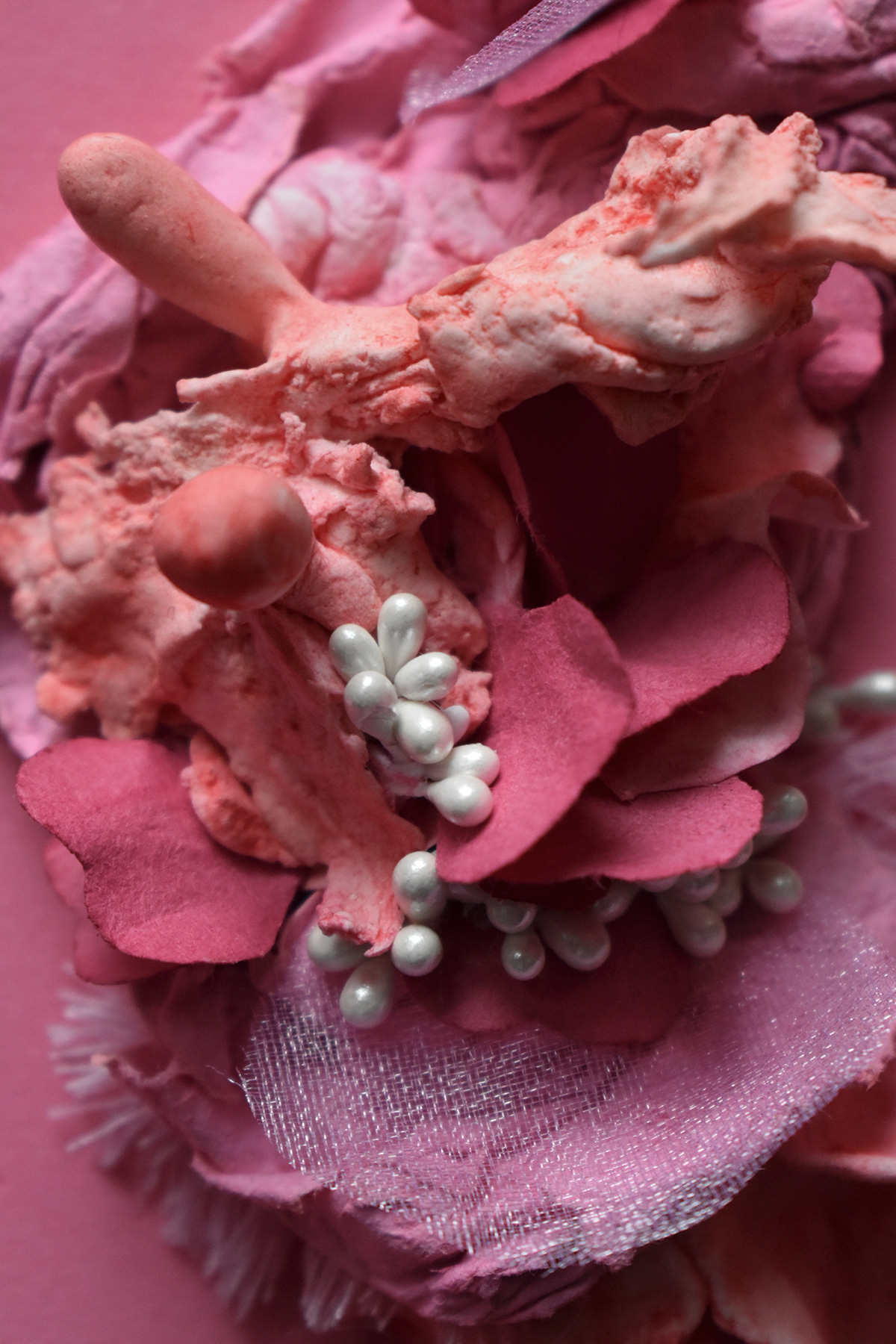 art Fashion  feminine flower handmade jewelry Nature paper pink woman