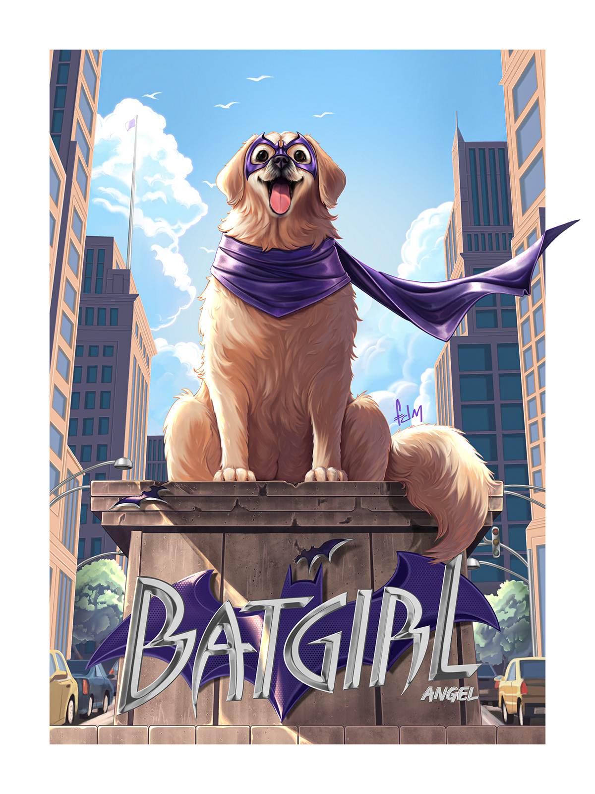 Batgirl Dc Comics batman comics Digital Art  ILLUSTRATION  puppy дог Adobe Portfolio