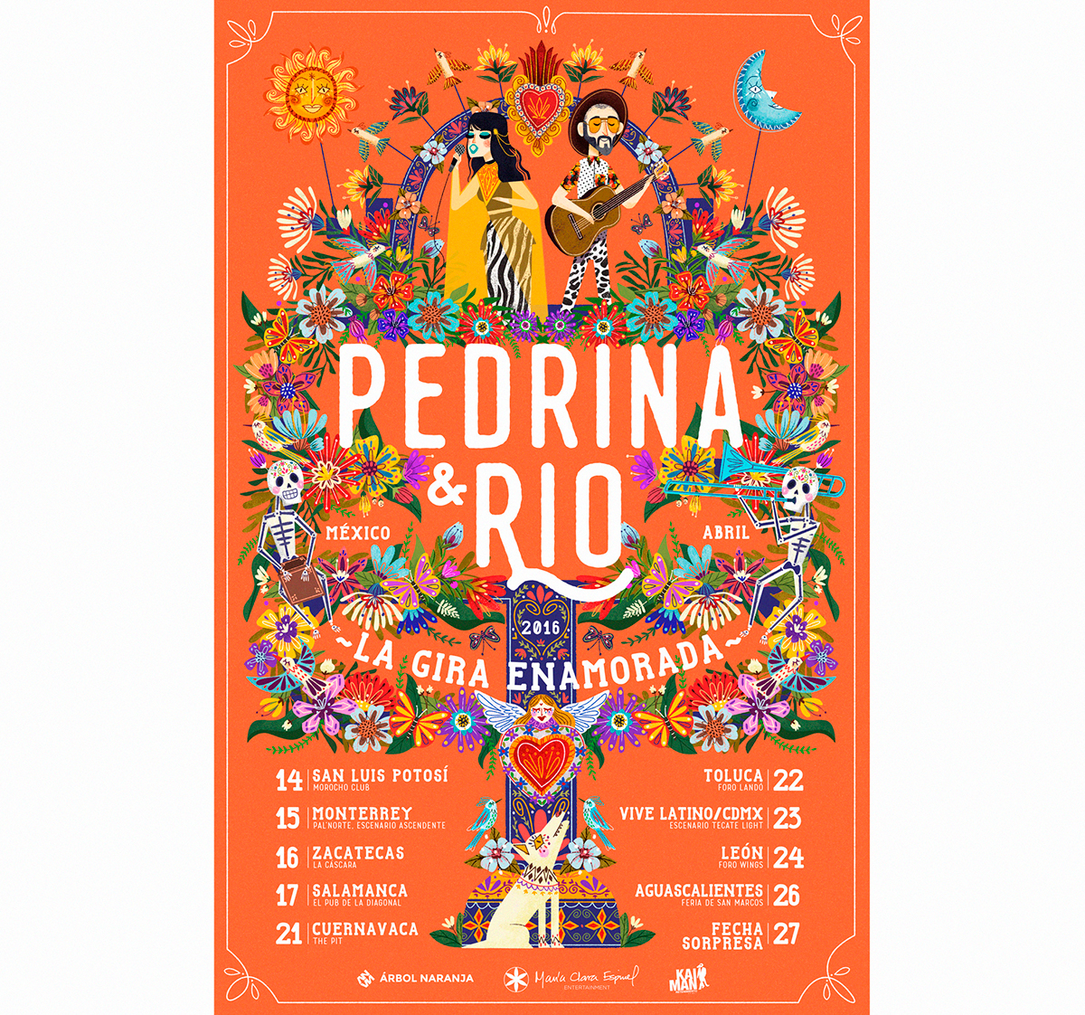 ilustracion paolaescobar colombia pedrinayrio diseño afiche Gira mexico