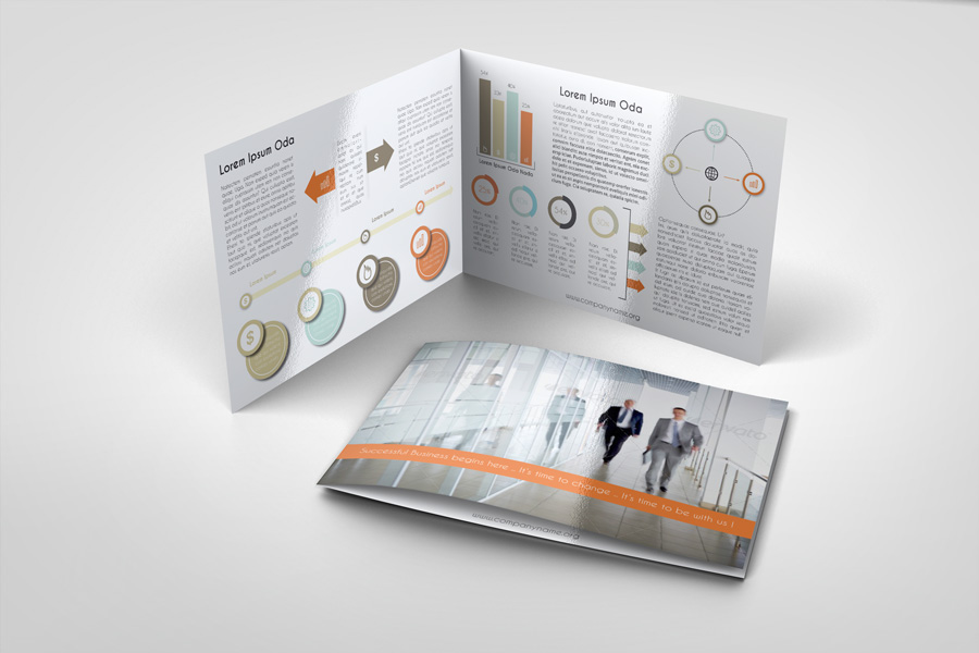 Bi-fold Booklet brochure business catalog corporate design Display Half-Fold menu mock up mock-up photo realistic portfolio