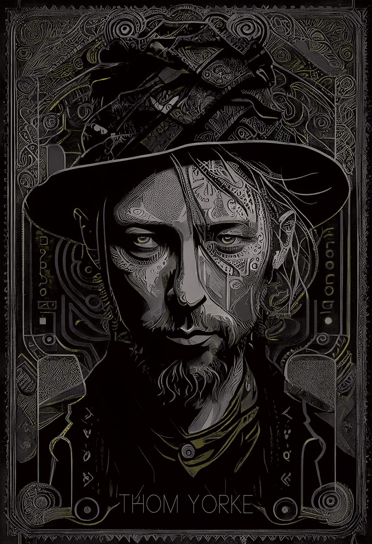 artwork Digital Art  digital illustration fantasy ILLUSTRATION  Radiohead tarot card thom Yorke
