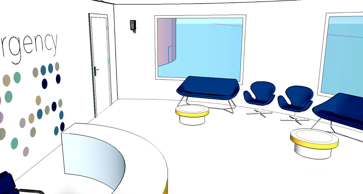 hospital design interiors Google Sketchup accident and emergency Signage wayfinding