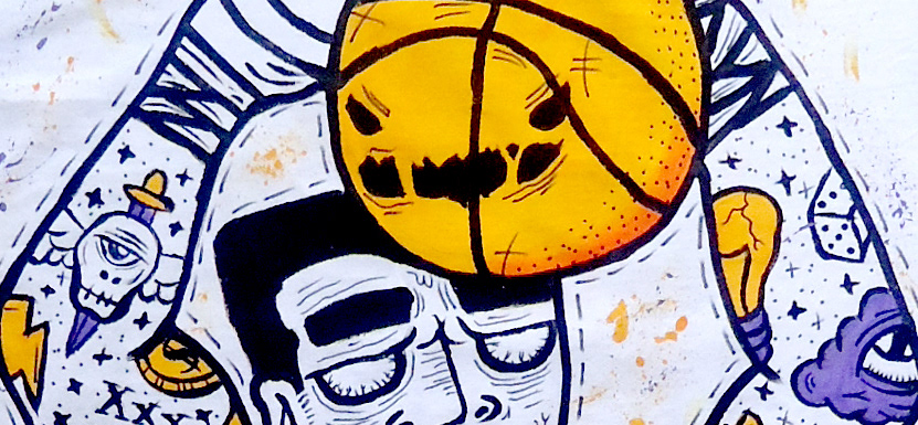 tshirt GUTURO design camiseta NBA zombie diseño art arte baloncesto basket ball ilustracion hand fabric