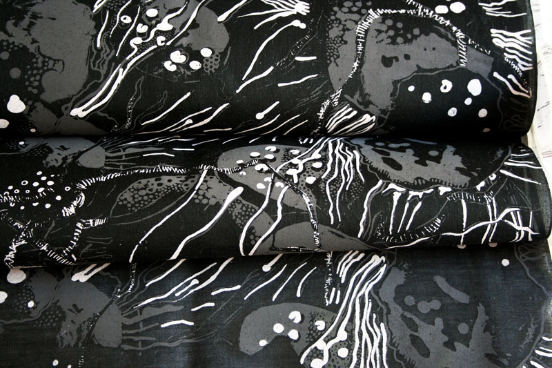 silkscreen printed fabric organic natural pattern fabric textile floral