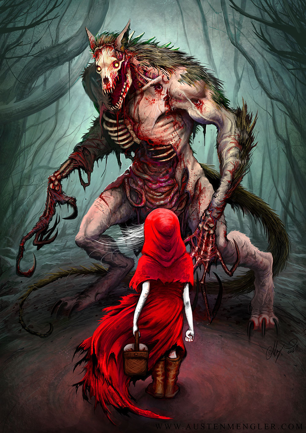 austen mengler lordnetsua horror little red riding hood grimm fairytale creepy story Scary photoshop