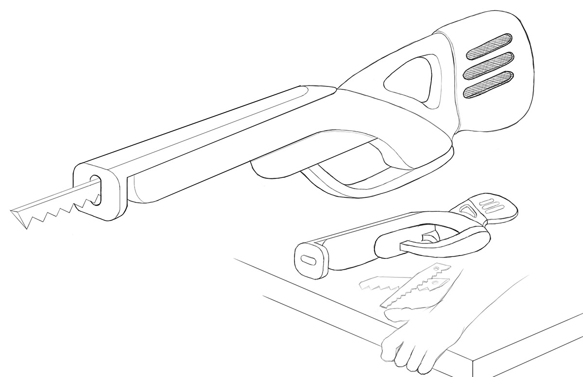 sawzall browning sketching brand shotgun ideation concepts Brandboard Cintiq industrialdesign productdesign