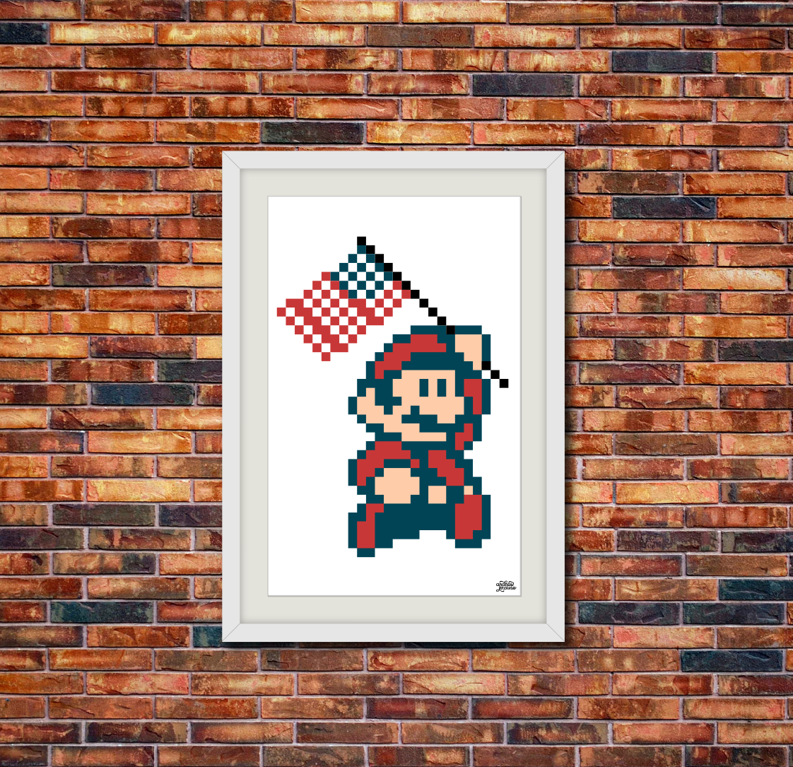mario Super Mario Nintendo america red White blue print art