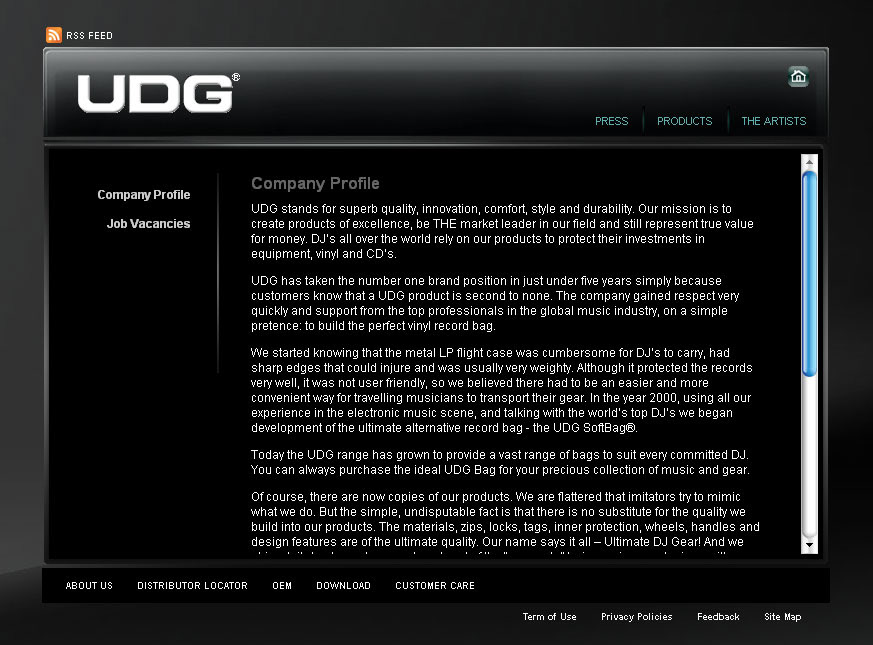 UDG bag dj Web research development idea Website