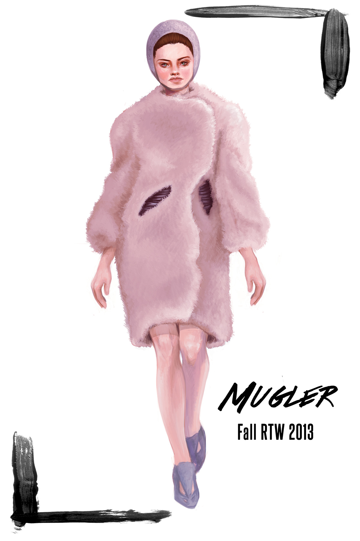 fashion illustration fashion sketching digital painting look book rtw ready to wear Fur figure figurative fashion week Paris designer