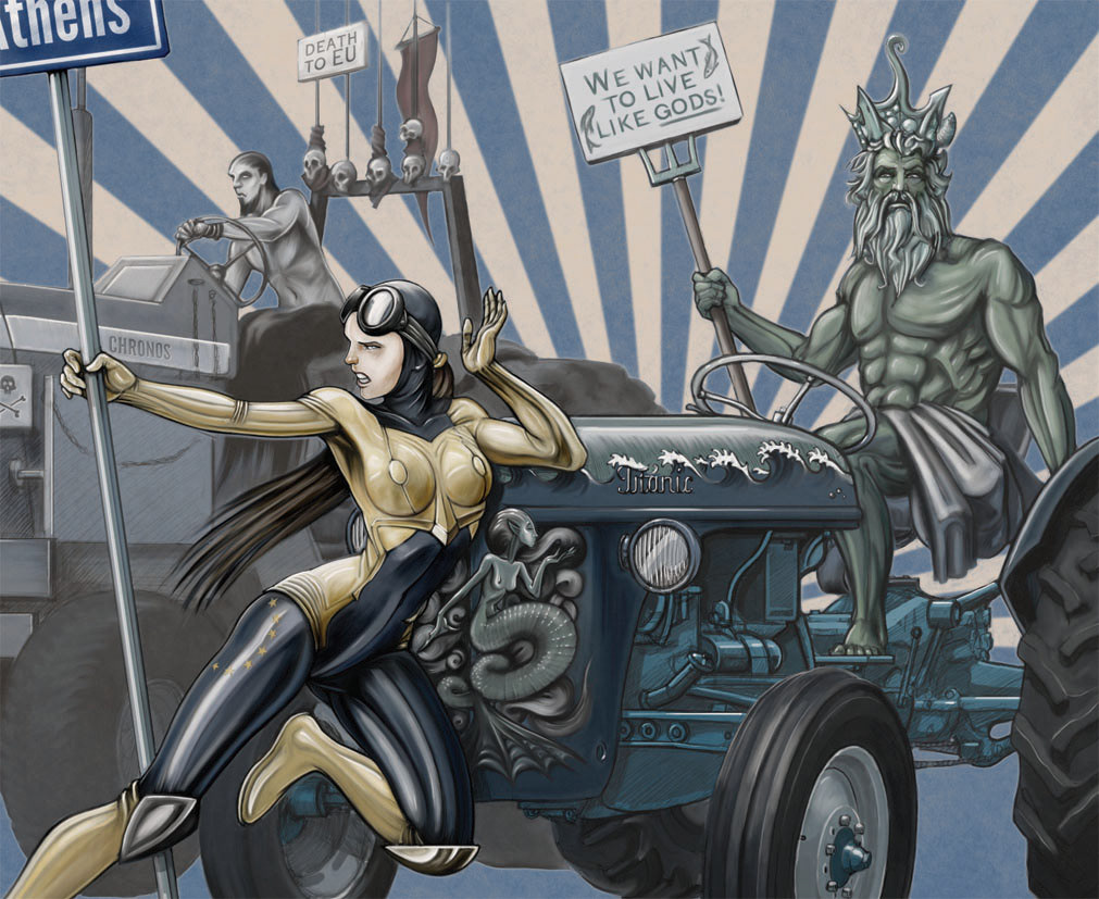 EU European Union superheroes heroes comics digital painting Parody