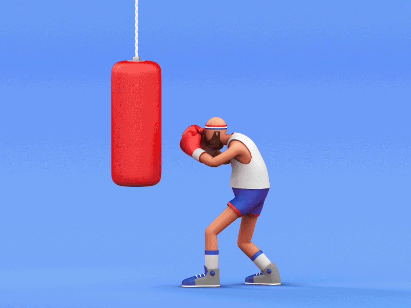 3D CG gif Character design motion gym cinema4d 3D Character