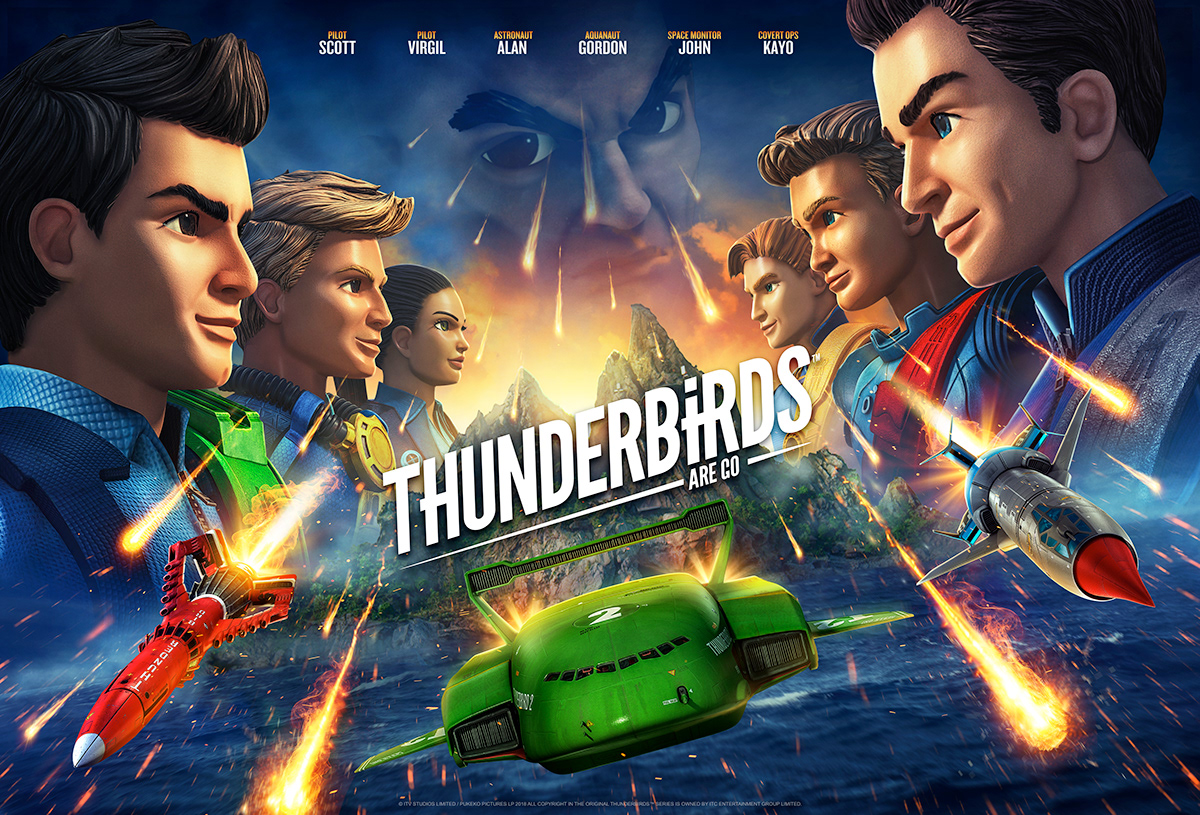key art Thunderbirds poster tv Film   animation  retouch Composite spaceship action