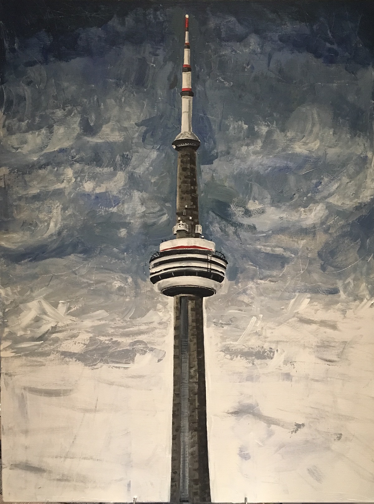 Toronto Streetcar Urban Perspective cn tower ttc skyline painting  