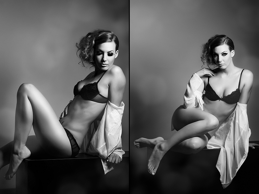 paulina paula photoshoot black White lingerie model studio girl woman eos 7d rotonstudio Tarnów poland