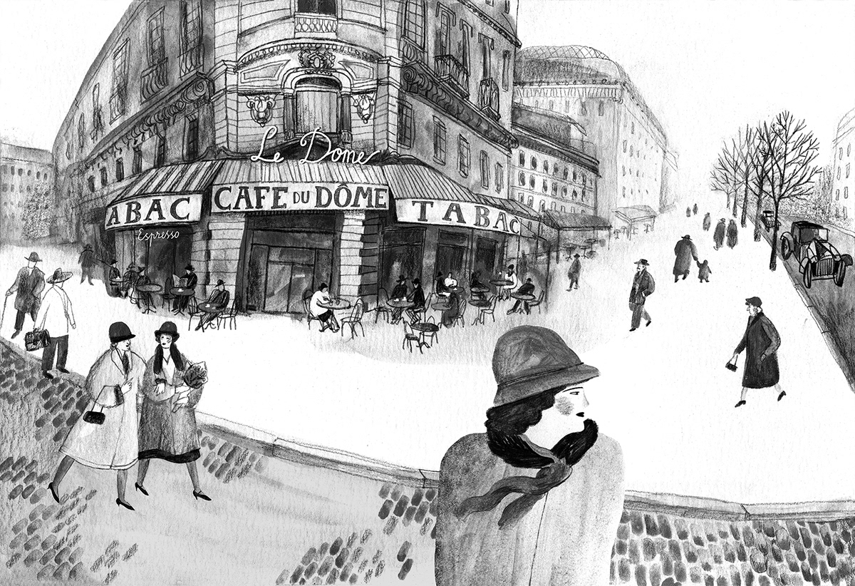 architecture cafe city Coffee Fashion  history ILLUSTRATION  Street women personages
