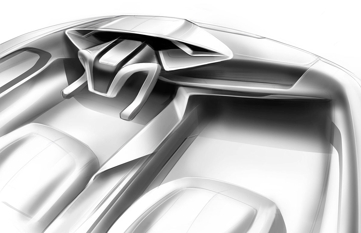 automotive   Interior design industrial photoshop sketch Render