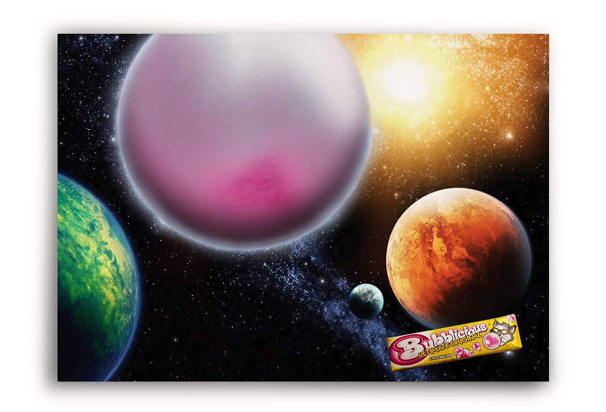 bubblicious bubble bubble gum chewing gum gum Space  Planets planet univers stars product poster biggest