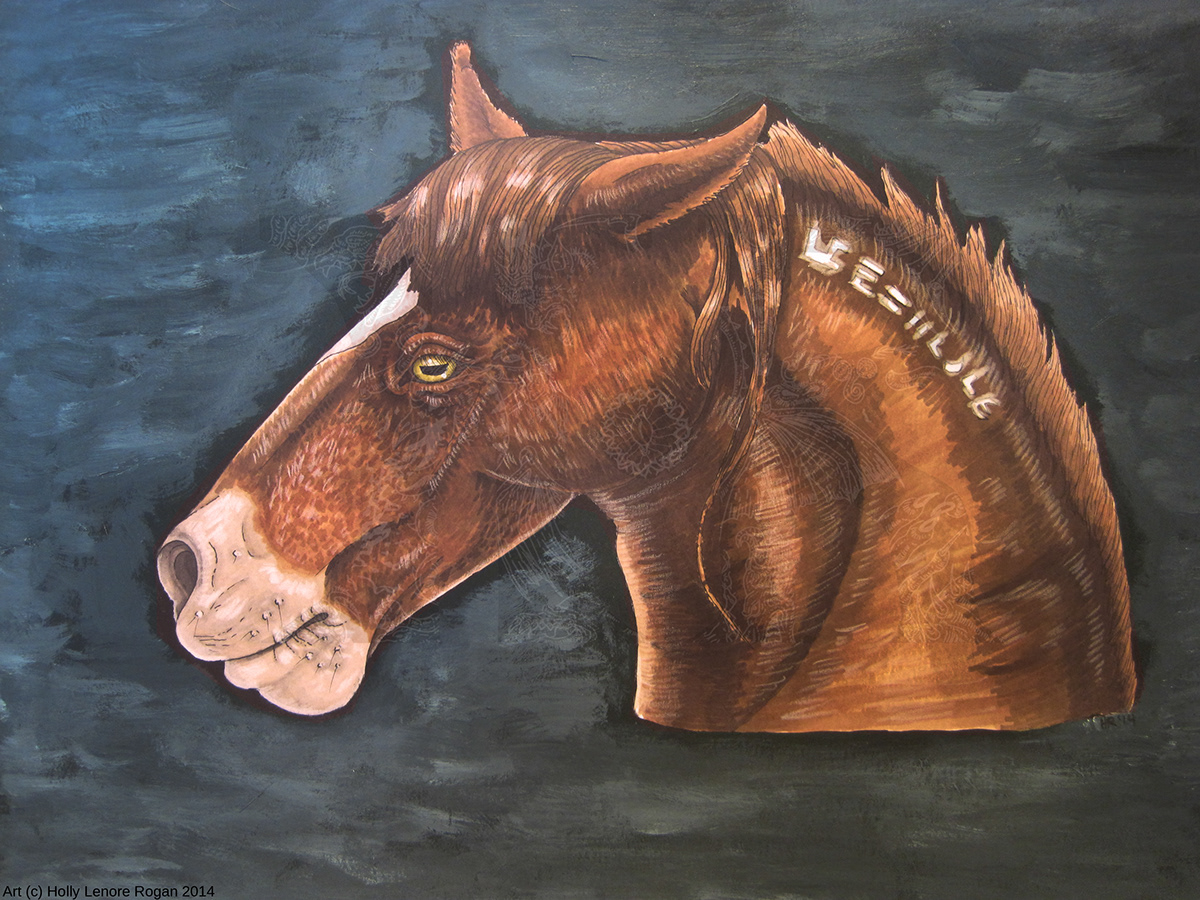 horse Mustang markers paint mixed media