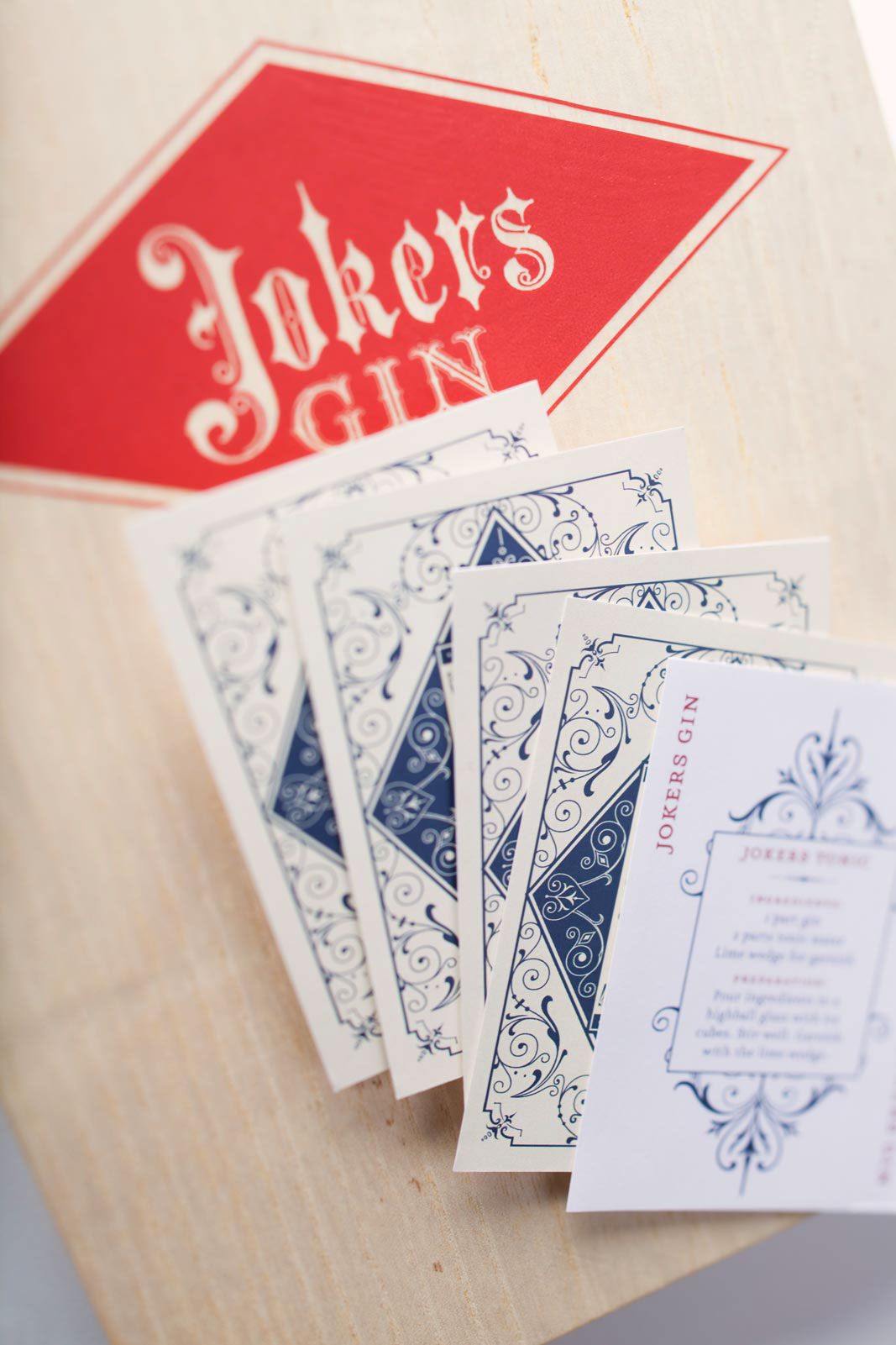 gin  jokers gin Spirits packaging design joker alcohol product letterpress ornamental Playing Cards gift set