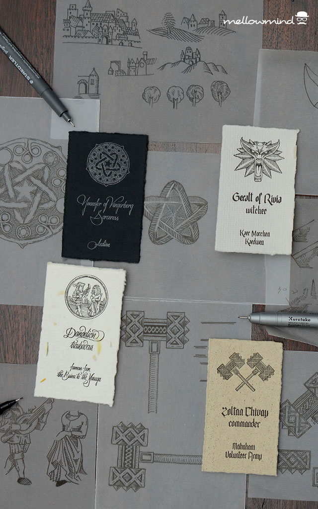 witcher geralt gwynbleidd yennefer zoltan dandelion sapkowski wild Hunt business cards rivia white wolf monster slayer letterpress