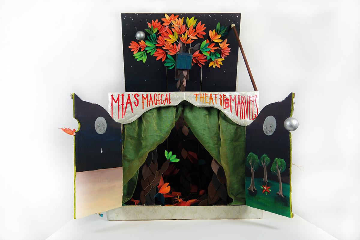 Theatre portable Magic   Magical decor Flowers light woods forest paper craft cardboard School Project