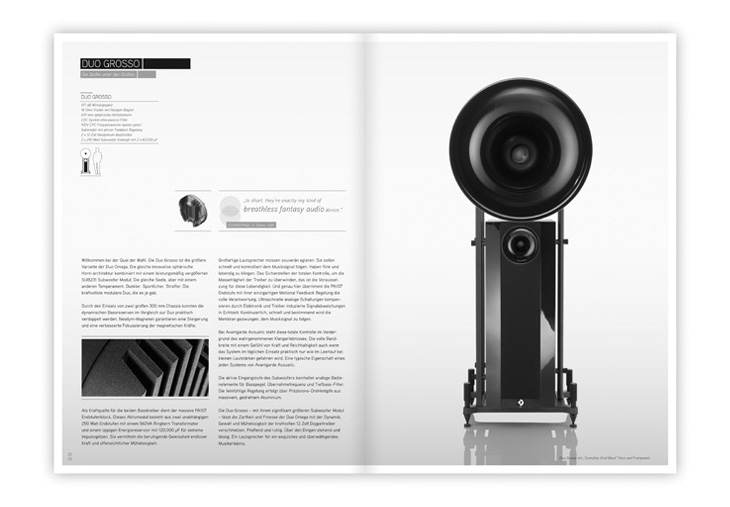 brand corporate identity avantgarde acoustic Audio design Horn movie print purity Performance