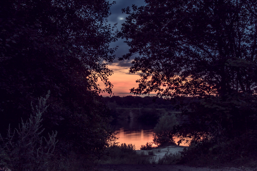 Nature lake sunset reflection
