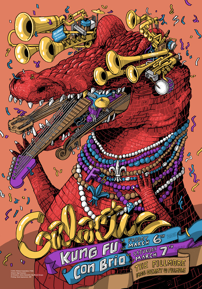 poster GigPoster wacom alligator galactic san francisco The Fillmore band mardi gras new orleans