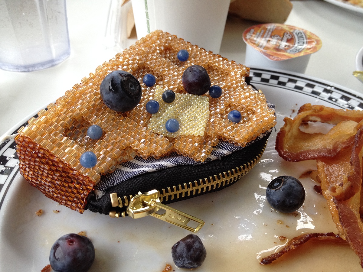beading Food  waffle coin purse breakfast peyote stitch beads Brick Stitch