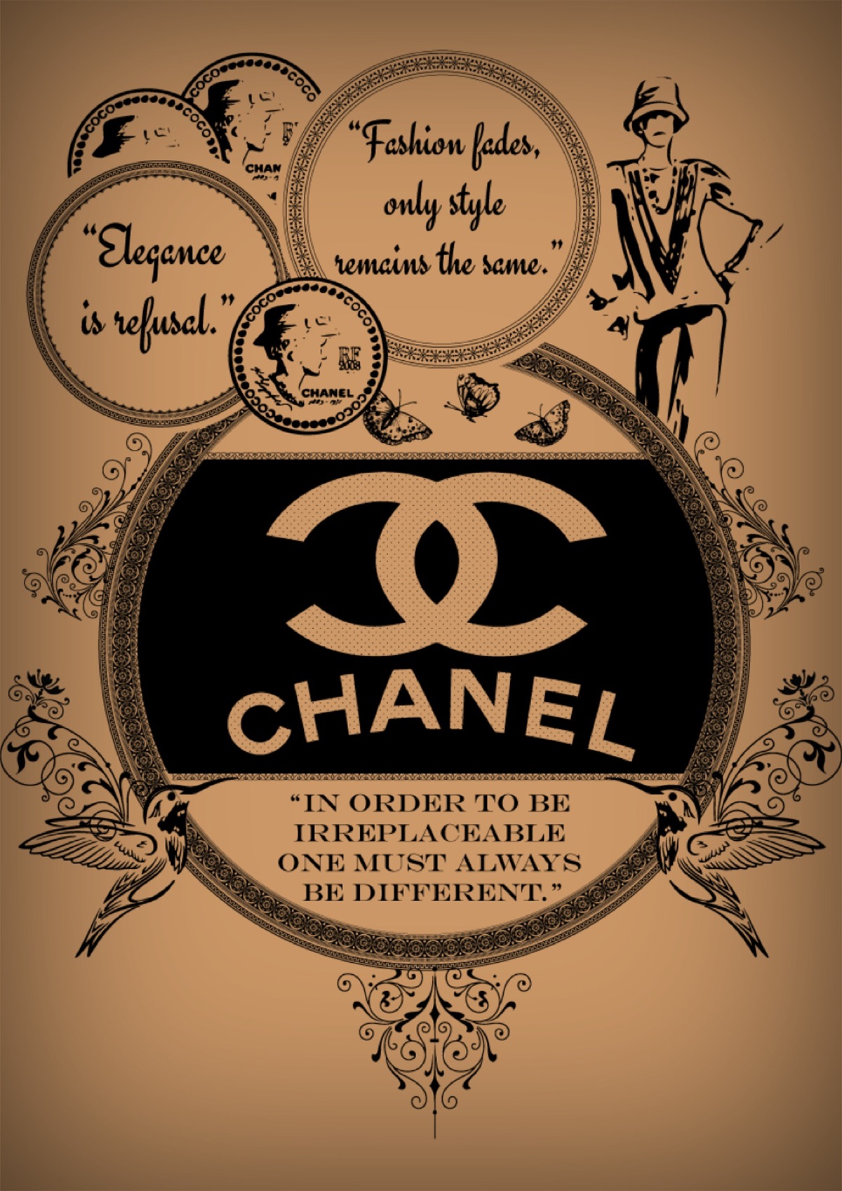 chanel Coco perfume vintage poster t-shirt print ad